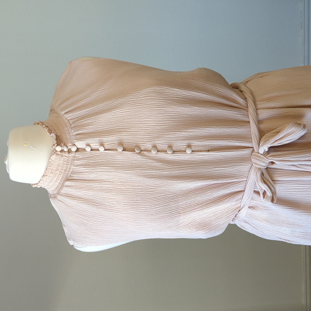 Eloquii Half Button Blouson Shift Dress Beige 24 casual bohemian summer plus - Picture 3 of 9